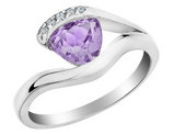Lab-Created Alexandrite Ring 2/5 Carat (ctw) with Diamonds in Sterling Silver